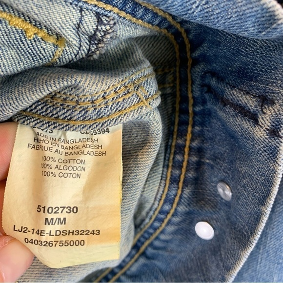 Vintage Lee Women’s M Light Wash Denim Cropped Jean Jacket Y2K 90s 80s Western - Picture 7 of 8